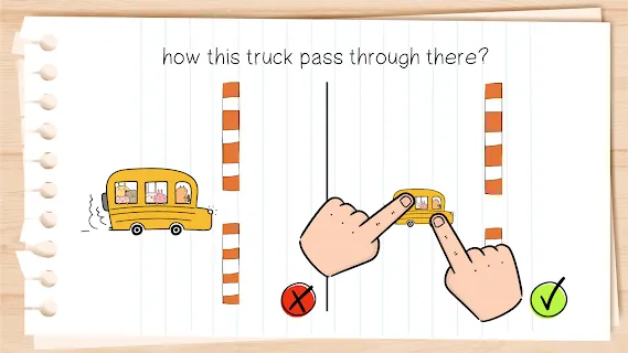 Brain Test Level 55 How can the bus pass through there Answers Solutions