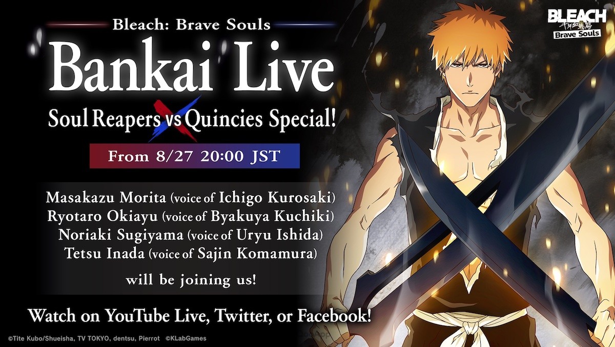 Bleach: Brave Souls "Bankai Live Soul Reapers vs Quincies Special!" Airs on August 27