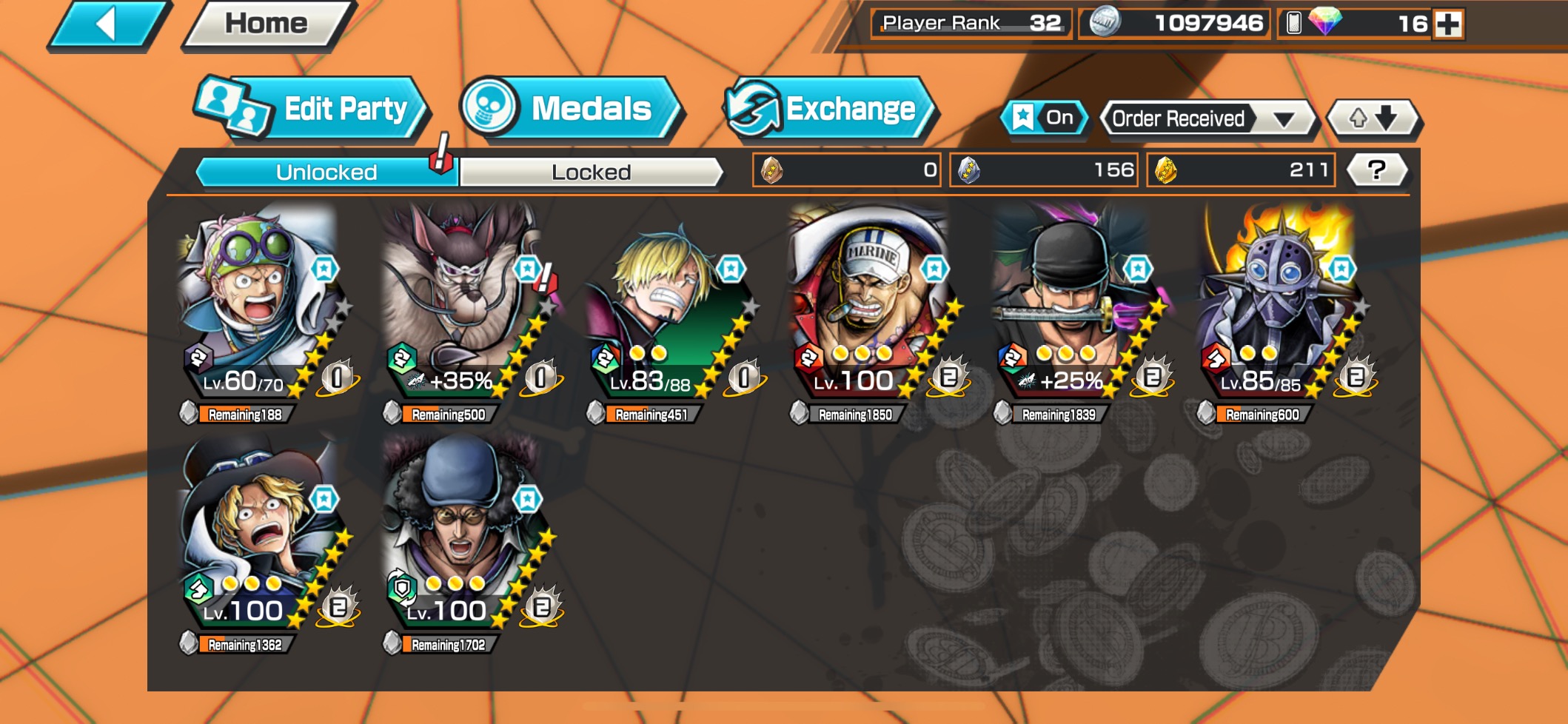 One Piece Bounty Rush - Compte IOS Niveau 11 Ex (6 Max) - Neuf